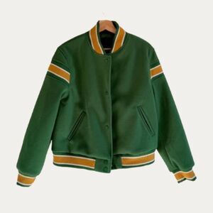 Bdg Women's Green Varsity Vintage-Inspired Green Varsity Bomber Jacket